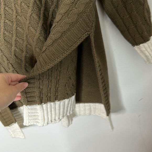 Mersea The Lisbon Traveler Mock Neck Sweater in Olive/Seasalt - Picture 5 of 6
